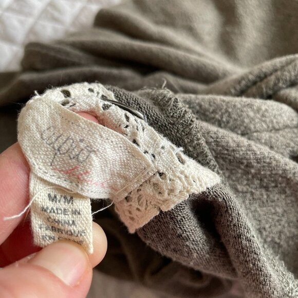 Cupio Sweater Dress Women Sz M Green Mock Neck Stretch Comfort Minimal Midi Slit - Picture 5 of 10